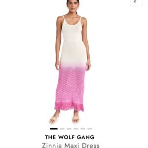 The Wolf Gang Zinnia Fringe Dress Cream and Purple Ombre Maxi Dress NWT
